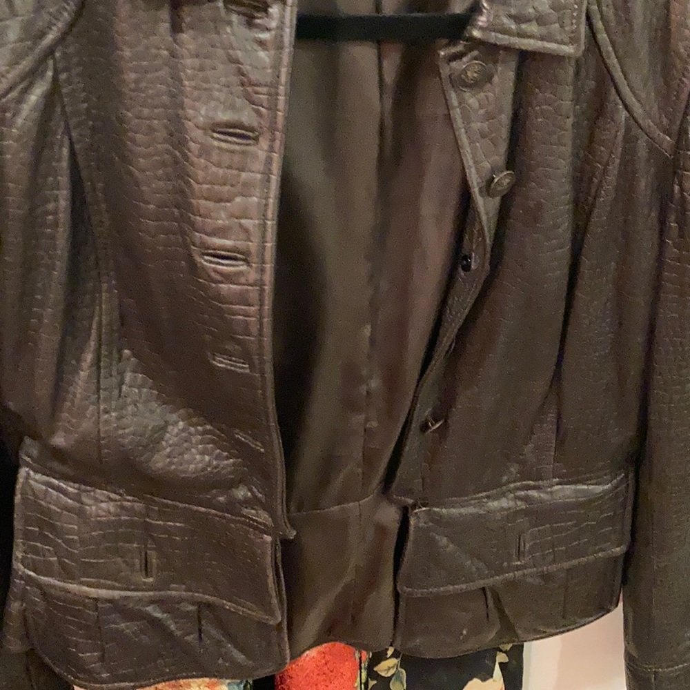 Vintage genuine leather brown leather jacket